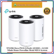 TP-LINK Deco PX50 (3-Pack) AX3000 + G1500 Whole Home Powerline Mesh WiFi 6 System - 3 Years Warranty