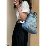 Chanel 23P 22bag Washed Denim Denim Backpack Denim Bag Small Size 22Bag Letter Logo Diamond Check Ch