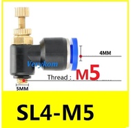 【Free-delivery】 10pcs/lot Sl6-M5/m6/m8 Sl4-M3 Sl8-M5 Psl6-M5 Sl4-M5 Pneumatic Cylinder Throttle Valv