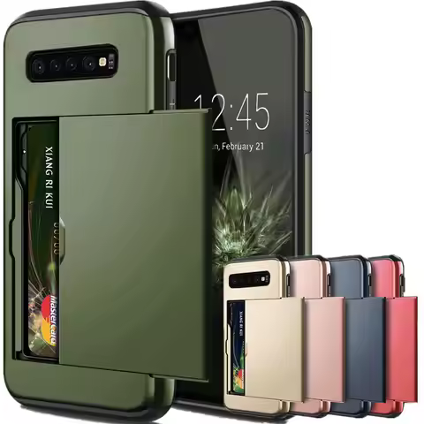 For Samsung Galaxy S10 Plus S9 S8 S10E S10 5G Case Business Slide Armor Card Slot Cover for Samsung 