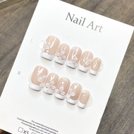 New Style Manicure French White Flower Handmade Three-Dimensional Carved Pure Desire Wear Nails Gent
