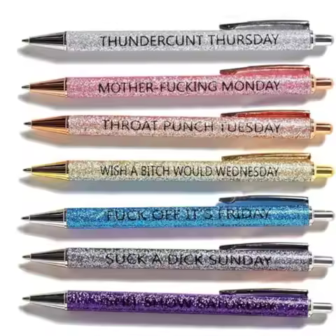 Set Of 7 Fun Adult Ballpoint Pens Adult Pens Describing State Of Mind Seven Days A Week Fun Pens Wee