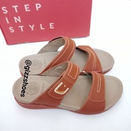Women's 2-Strap Wedge Sandals Neucleus Florence-05 Light Brown Tan Style