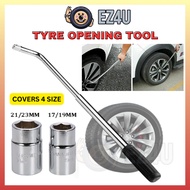 [EZ4U] Heavy Duty L Shape Tyre Opener Extendable Wheel Brace Wrench Telescopic Car Van Tyre Nut Socket (17 19 21 23mm)