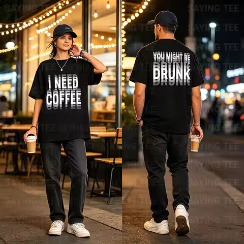 Personalized You Might Be Drunk Funny Drinking T-Shirt for Women Men Y2k I Need Coffee Humor Letter 