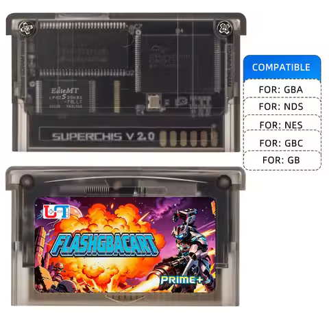 FLASHGBACART for SuperChis Prime+ Flash GBA Cart V2.0 Compatible for NES/GBA/NDS/GBA SP/GB Superchis