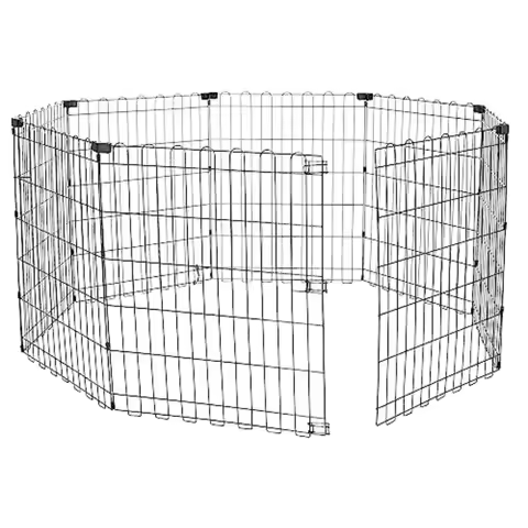 Foldable Octagonal Metal Exercise Dog Playpen - Indoor/Ou Blacktdoor No Door Small 8 Panels 24 x 30 