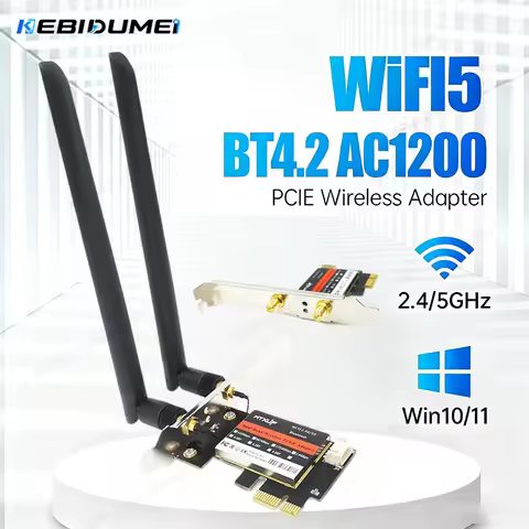 KEBIDUMEI AC1200 PCIe WiFi Card Bluetooth 4.2 Network Adapter with 8DB antenna 2.4G/5GHz 1200/300Mbp