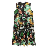 XITAO Sleeveless Stand Collar Shirt Dress Vintage Print Contrast Color Pattern Loose Casual Women Dr