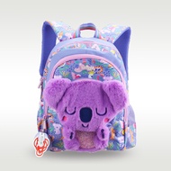 Australia smiggle original children's schoolbag cute double shoulder backpack purple koala plush girl bag 3-6 years 14 inches