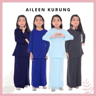 Aileen Baju Kurung Plain Budak Scallop 🌸 Size XS - 2XL Navy Blue Baby Blue Dark Grey Royal Blue Kids Kurung Basic