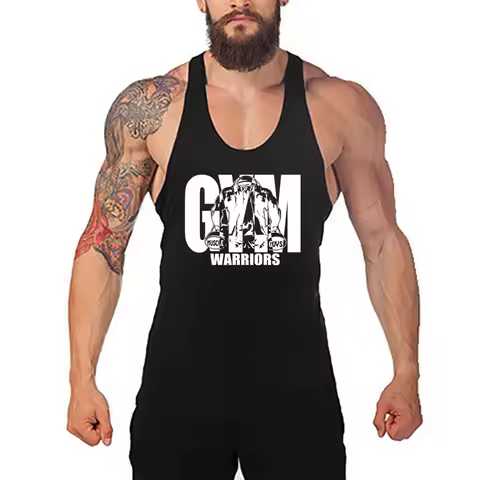 GYM WARRIORS MUSCLE GUYS Y Back Cotton Tank Top Mens Bodybuilding Clothing Fitness Stringer Singlets