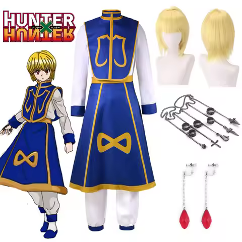 Anime Manga Hunter x Hunter Kurapika Cosplay Costume Wig Fingers Rings Chain Earrings Anime Uniforms