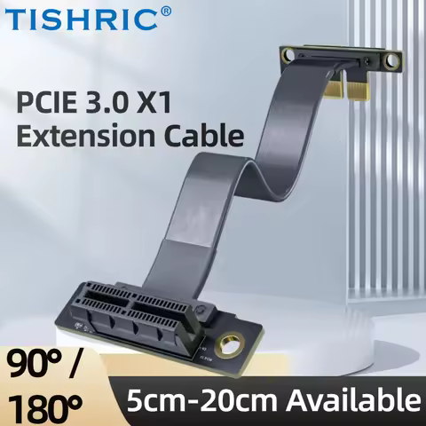 TISHRIC 5~20 cm PCIe 3.0 X1 Riser Cable 180° 90° Right Angle PCI Express X1 Extension Cable for PCIe