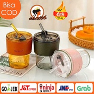 Hc Aesthetic Glass Tumbler Aesthetic Glass Gorgeous Glass Cup Lid Free Straw