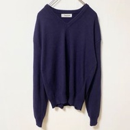古著 Jantzen 長袖 V 領針織毛衣，normcore，海軍藍，美國製造，超大號，XL 碼