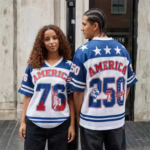 USA 250th Anniversary Mesh Jersey Fashionable Streetwear Couple'S Y2k Top Football Sports Jersey Sum