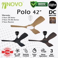 INOVO POLO 42 Inches DC Motor 3 ABS Blade 16 Speed (8F+8R) Remote Control Ceiling Fan | Kipas Siling