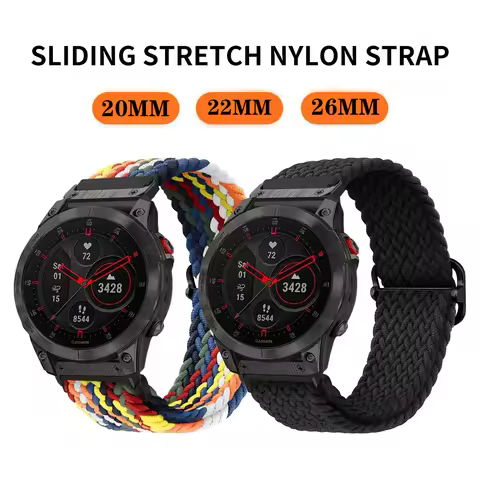 QuickFit 20 22 26mm Braided Nylon Elastic Strap For Garmin Fenix 5 6 7 7X 7S Pro Instinct 2 X TacTix