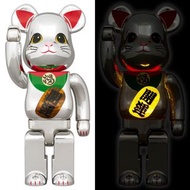 巜 MEDICOM TOY BE@RBRICK 銀色 招財貓 發光 開運 400% 》