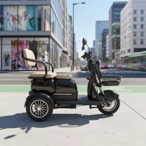 Airo Elderly Electric Tricycle | 3-Wheel Passenger Mobility Scooter with 2 Seats & Basket for Shoppi
