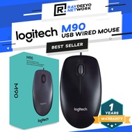 Logitech M90 USB Wired Mouse [Plug & Play/Ambidextrous Design ]
