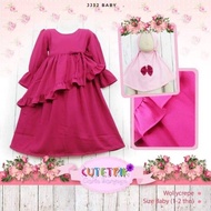 (1-2 years) Cutetrik baby JJ32 magenta slanted ruffle
