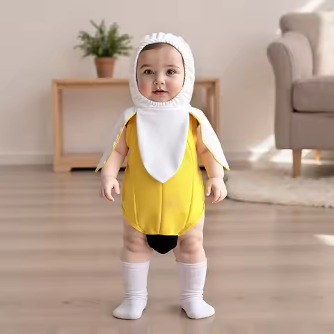 Infant Halloween Costume Baby Banana Costume Sleeveless Cartoon Hooded Romper Cute Baby Halloween Co