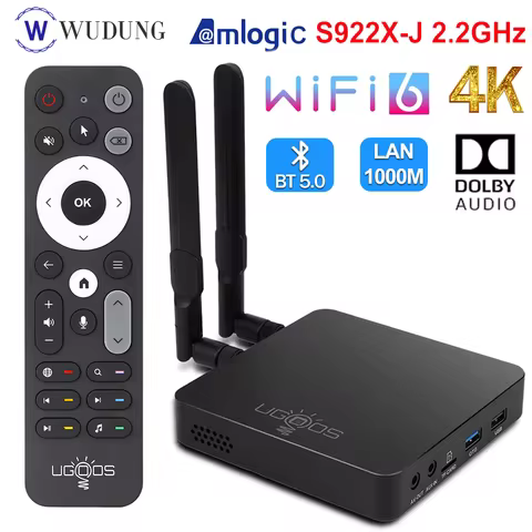 UGOOS AM6B Plus Android 9.0 TV Box S922X-J 2.2GHz 4GB 32GB WiFi 6 1000M LAN Bluetooth 4K Smart Set T
