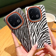 For VIVO IQOO 13 Magnetic Wireless Charger Electroplating Color-Blocking Zebra Texture Magnetic Anti