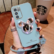 เคสโทรศัพท์สำหรับ OPPO A16 Reno 6Z Reno 6 5G พร้อมกระจกและสายคล้องสั้น