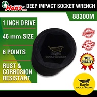 Hans Deep Impact Socket Wrench 46mm 1"Dr. (88300M) | Black Socket Wrench | Impact hand socket