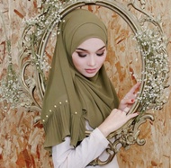 ผู้หญิงมุสลิม Wrinkle Pearl ผ้าพันคอชีฟอง Hijab ขายดีผ้าคลุมศีรษะและไหล่ Foulard Femme ผ้าพันคอใหม่