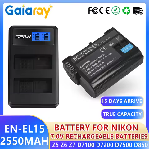 2550mAh Rechargeable Battery EN-EL15 Camera Battery+LED Charger For Nikon Z5 Z7 D7100 D7500 D850 D75
