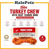 The Zoos Turkey Chew with Beef Tendon Bone (Medium) for Dogs | Natural Long-Lasting Dental Chew | Hi
