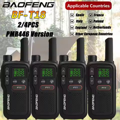 Baofeng BF-T18 PMR446 Mini Walkie Talkie 446mhz Portable Two-Way Radios Flashlight 16 Channels Dual 