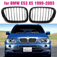 1SET Glossy Black Single Dual Line Front Kidney Grill Grille Replacement For BMW E53 X5 1999 2000 20