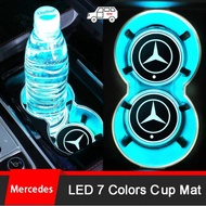 Car water coaster Car Cover Groove Mat Water Cup Pad Colorful Led Light for Mercedes-Benz W203 W210 W211 W124 W202 W204 AMG E300L E300L S-Class C-Class c180 glk300 cls clk slk