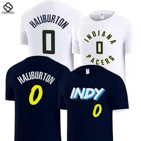 Halliburton No. 0 Jersey Short-sleeved T-shirt Indiana City Retro Jersey Men's and Women's Basketbal