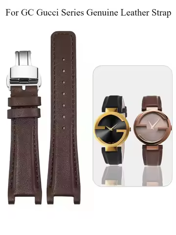 For GC Gucci YA1332 YA1333 YA1335 Series Genuine Cow Leather Soft Comfortable Waterproof Strap 16x10