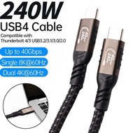 USB4 Data Cable Thunderbolt 4 Type C Dual 4K 8K 60hz Projection Cable 40Gbps Transmission PD 240W Fast Charging Cable Full Feature Type C Cable