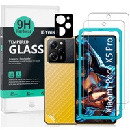 IBYWIND Tempered Glass Screen Protector For Xiaomi Poco X5 Pro 5G(2Pcs),1 Camera Lens Protector,1 Backing Carbon Fiber Film,Easy Install
