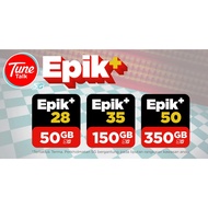 Simkad Tunetalk Epik+ Plan High Speed 4G 5G Data Besar Epik50 Epik35 Epik28