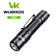 Wurkkos TD02 18650สว่างมากไฟฉายแบบพกพาสามารถชาร์จใหม่ได้ลูเมนไฟฉายยุทธวิธีสูงพร้อมไฟฉาย EDC ชาร์จได้