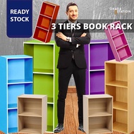 OKADA 3 Tier Wooden Multipurpose Rack Book Shelf Rak Buku Kabinet Buku Almari Murah Almari Baju