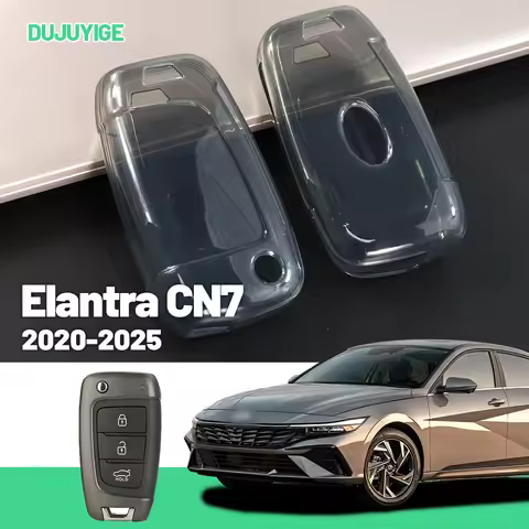 Clear TPU Car Key Case For Hyundai Elantra CN7 2020-2026 Key Fob Cover Protector Shell Auto Accessor