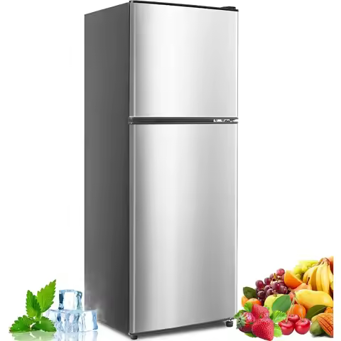 5.0 Cu.Ft Fridge with Freezer, Dual Door Refrigerator with 7 Settings Temperature Adjustable, Small 