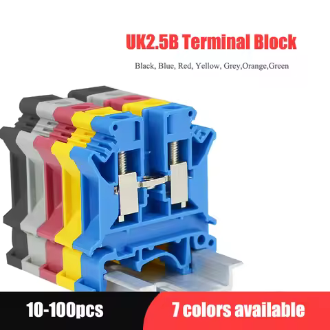 10/100pcs 7 Colors DIN Rail UK2.5B Terminal Block Clamp Connector 800V 32A UK-2.5N 2.5mm Square Univ