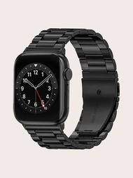 不銹鋼三珠金屬錶帶,適用於ultra2男女、apple Watch 9/s8/7/6/5/3/2(第一代到第七代)及新se高級商務錶帶,適用於ultra 41/45/49mm及38/42/40/41/44/45/49mm手錶