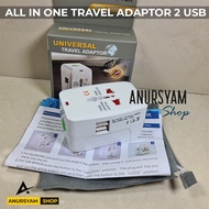 Usb Power Plug | Universal Travel Adapter 2 USB All In One